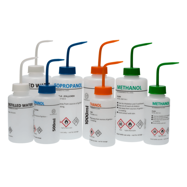 Labeled Wash Bottle with Integral Cap-PIP